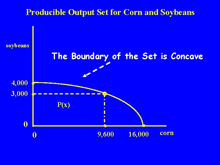 Producible Output Set for Corn and Soybeans soybeans The Boundary of the Set is