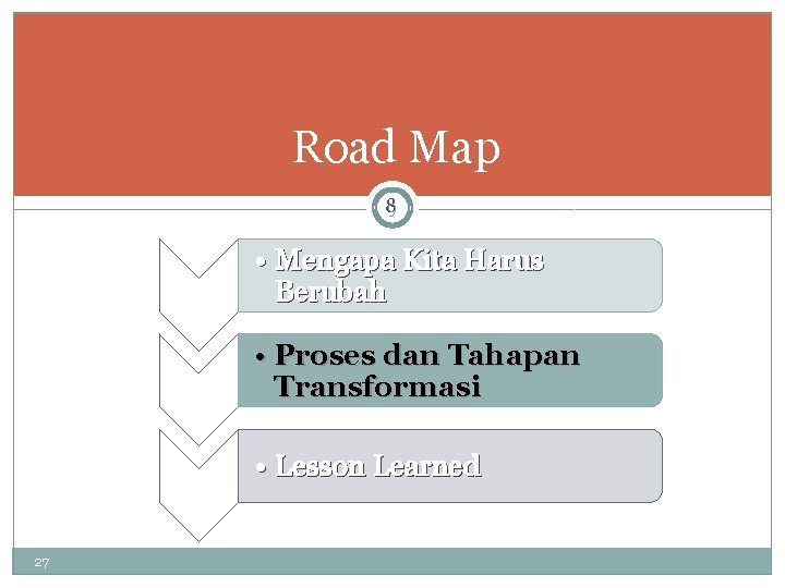 Road Map 89 • Mengapa Kita Harus Berubah • Proses dan Tahapan Transformasi •