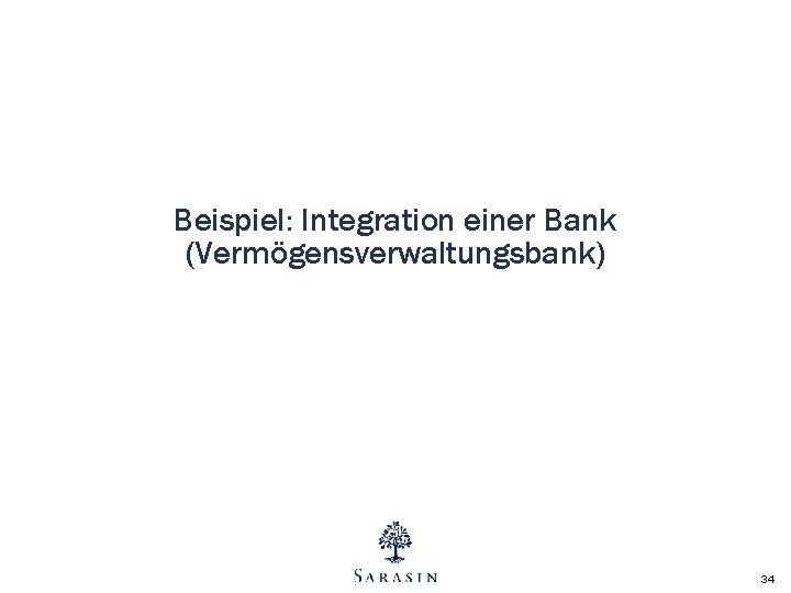 Beispiel: Integration einer Bank (Vermögensverwaltungsbank) 34 