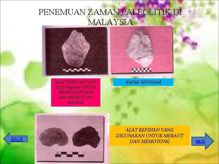 PENEMUAN ZAMAN PALEOLITIK DI MALAYSIA ALAT PENETAK YANG DIGUNAKAN UNTUK MENETAK POKOK DAN MEMOTONG