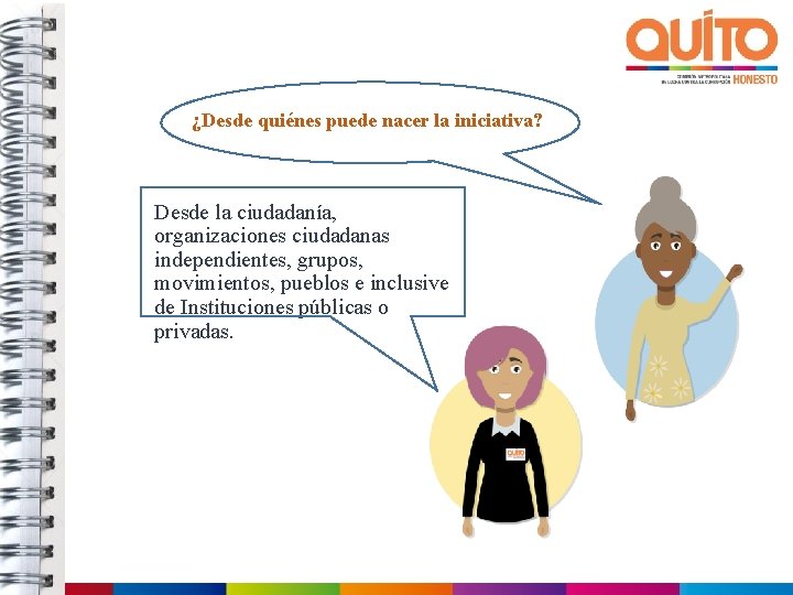 ¿Desde quiénes puede nacer la iniciativa? Desde la ciudadanía, organizaciones ciudadanas independientes, grupos, movimientos,