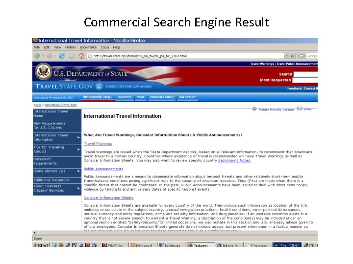 Commercial Search Engine Result 