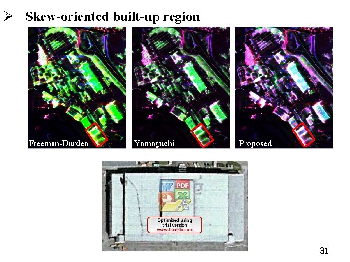 Ø Skew-oriented built-up region Freeman-Durden Yamaguchi Proposed 31 