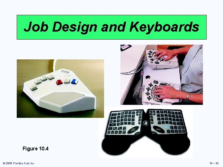 Job Design and Keyboards Figure 10. 4 © 2008 Prentice Hall, Inc. 10 –