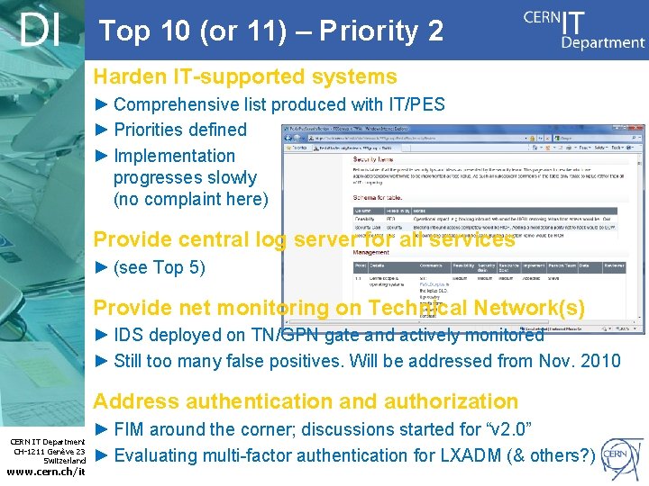 Top 10 (or 11) – Priority 2 Harden IT-supported systems ► Comprehensive list produced