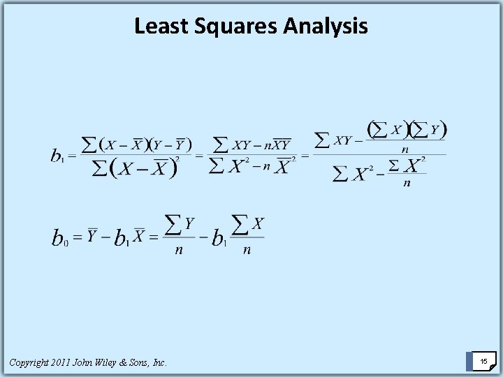 Least Squares Analysis Copyright 2011 John Wiley & Sons, Inc. 15 
