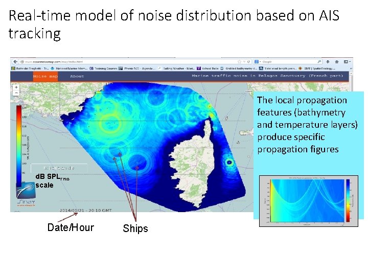 Real-time model of noise distribution based on AIS tracking The local propagation features (bathymetry