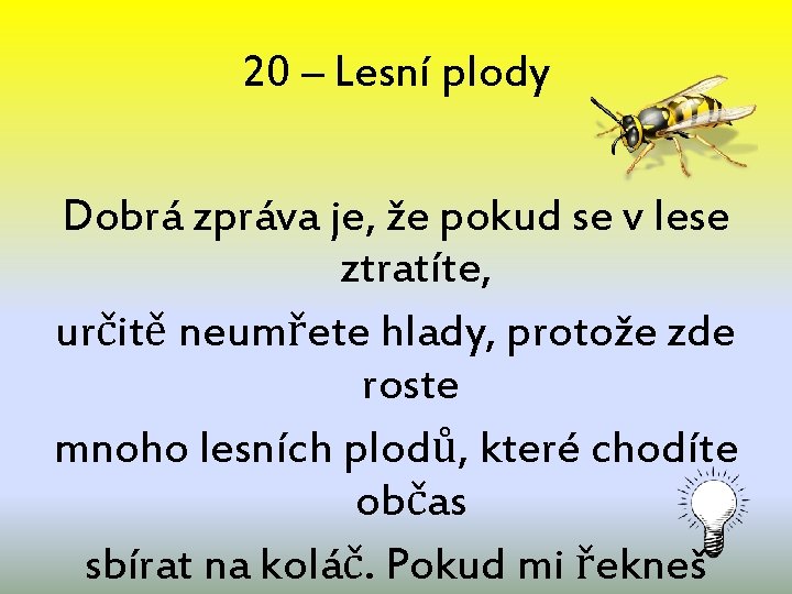 20 – Lesní plody Dobrá zpráva je, že pokud se v lese ztratíte, určitě