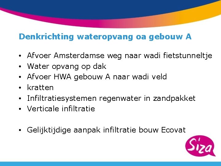 Denkrichting wateropvang oa gebouw A • • • Afvoer Amsterdamse weg naar wadi fietstunneltje