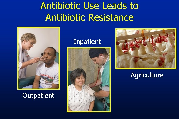 Antibiotic Use Leads to Antibiotic Resistance Inpatient Agriculture Outpatient 