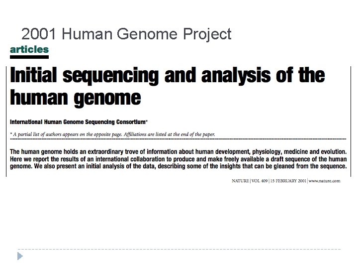 2001 Human Genome Project 