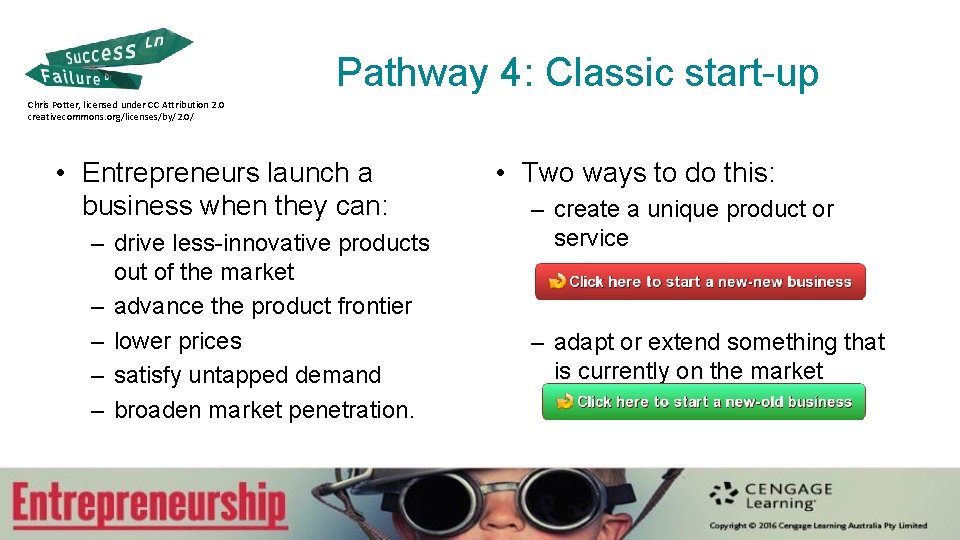 Pathway 4: Classic start-up Chris Potter, licensed under CC Attribution 2. 0 creativecommons. org/licenses/by/2.