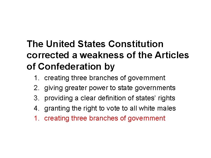 The United States Constitution corrected a weakness of the Articles of Confederation by 1.