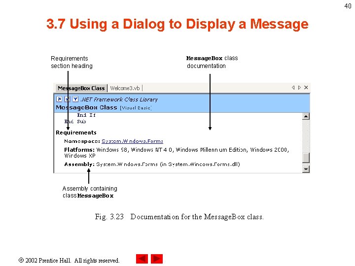 40 3. 7 Using a Dialog to Display a Message. Box class documentation Requirements 40 3. 7 Using a Dialog to Display a Message. Box class documentation Requirements