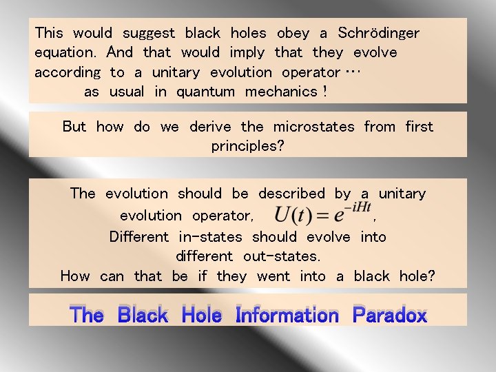 This would suggest black holes obey a Schrödinger equation. And that would imply that