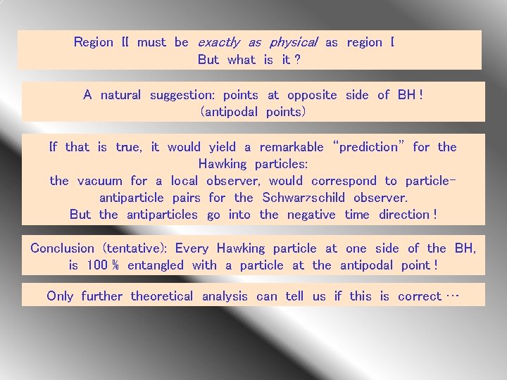 Region II must be exactly as physical as region I But what is it