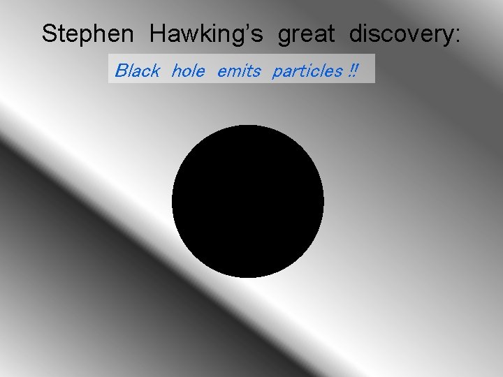 Stephen Hawking’s great discovery: Black hole emits particles !! 