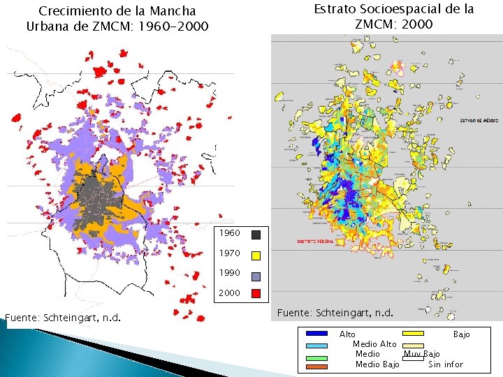 Estrato Socioespacial de la ZMCM: 2000 Crecimiento de la Mancha Urbana de ZMCM: 1960