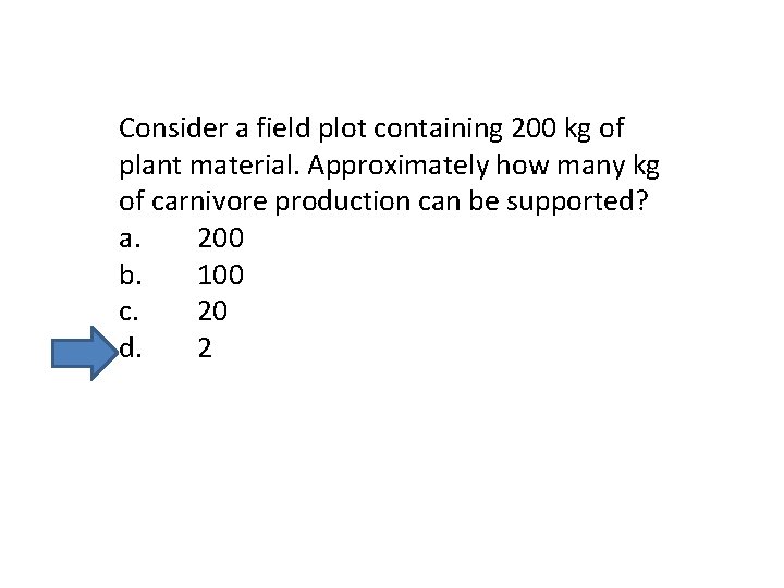 Consider a field plot containing 200 kg of plant material. Approximately how many kg