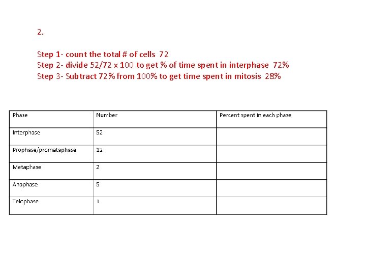 2. Step 1 - count the total # of cells 72 Step 2 -