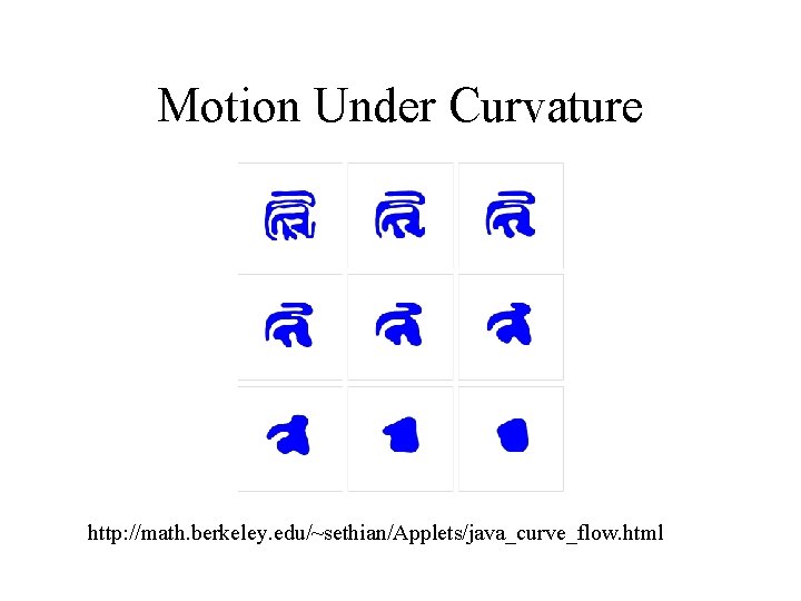 Motion Under Curvature http: //math. berkeley. edu/~sethian/Applets/java_curve_flow. html 