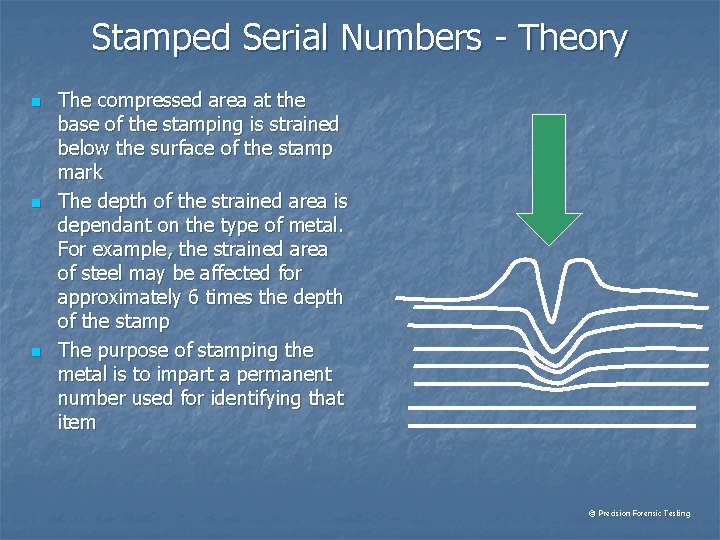 Stamped Serial Numbers - Theory n n n The compressed area at the base