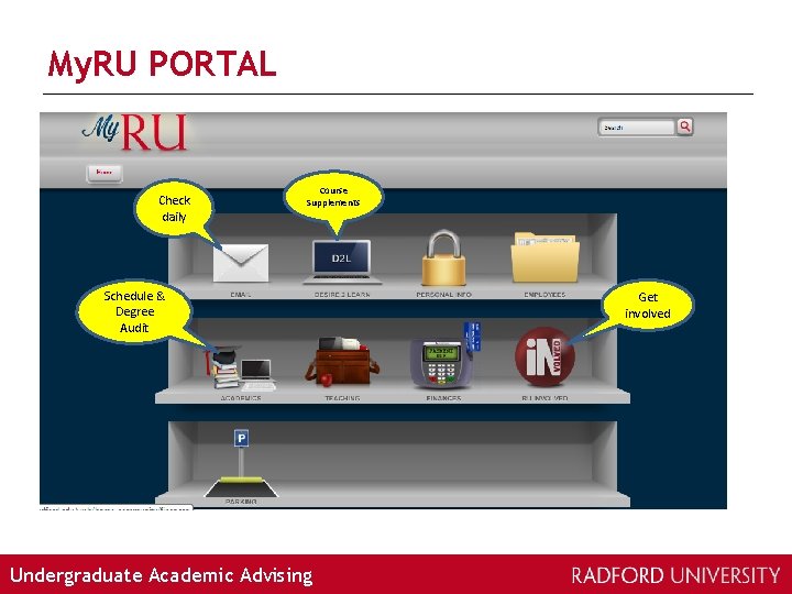 My. RU PORTAL Check daily Course Supplements Schedule & Degree Audit Undergraduate Academic Advising