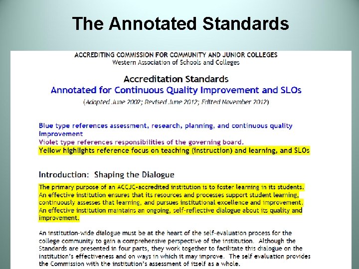 The Annotated Standards 