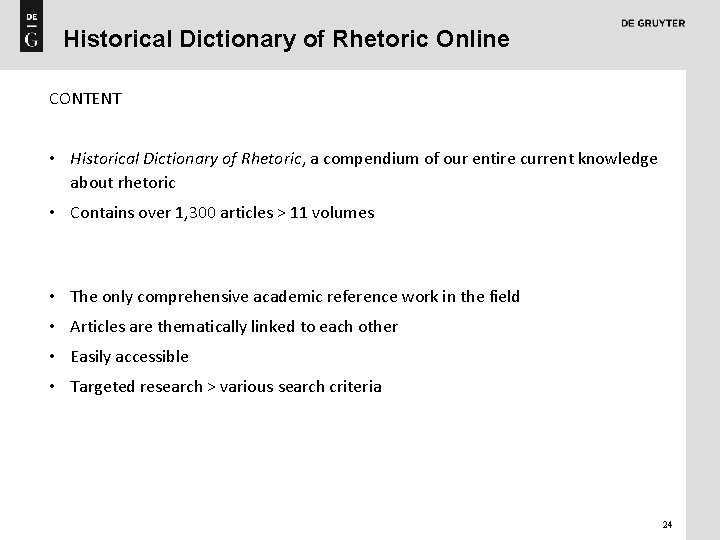 Historical Dictionary of Rhetoric Online CONTENT • Historical Dictionary of Rhetoric, a compendium of