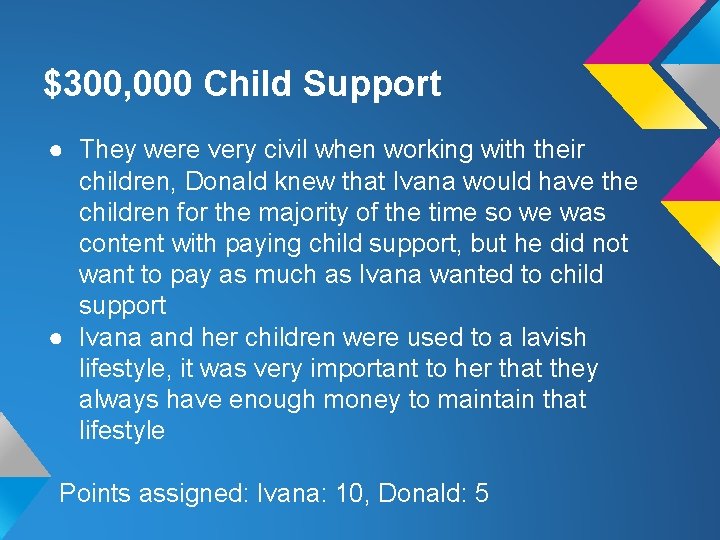 $300, 000 Child Support ● They were very civil when working with their children,