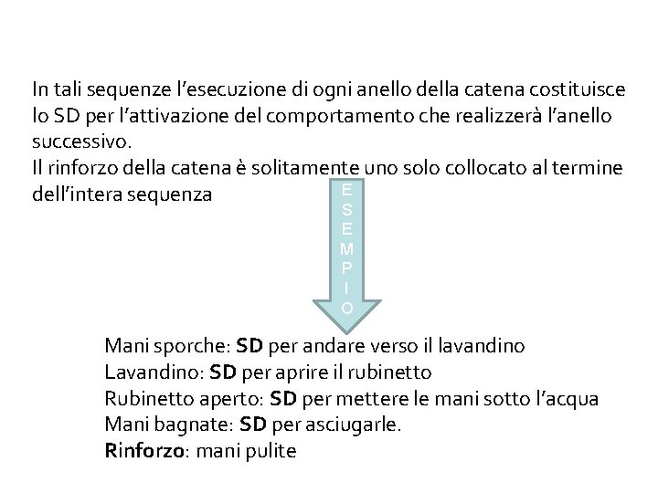 In tali sequenze l’esecuzione di ogni anello della catena costituisce lo SD per l’attivazione