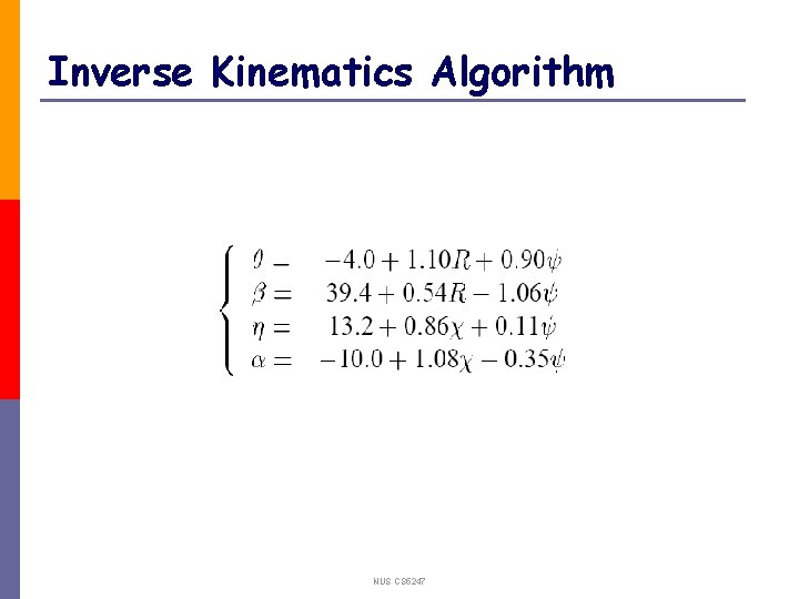 Inverse Kinematics Algorithm NUS CS 5247 