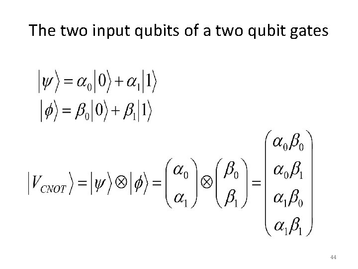 The two input qubits of a two qubit gates 44 