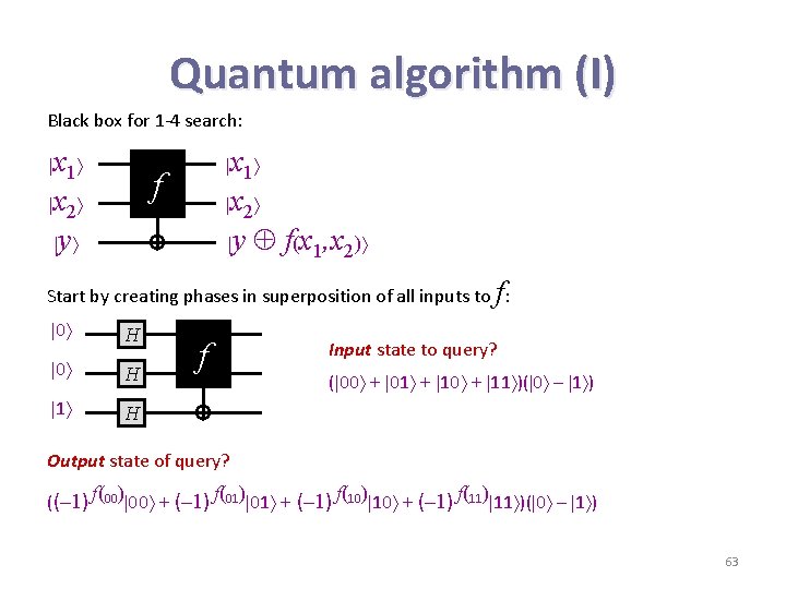 Quantum algorithm (I) Black box for 1 -4 search: x 1 f x 2