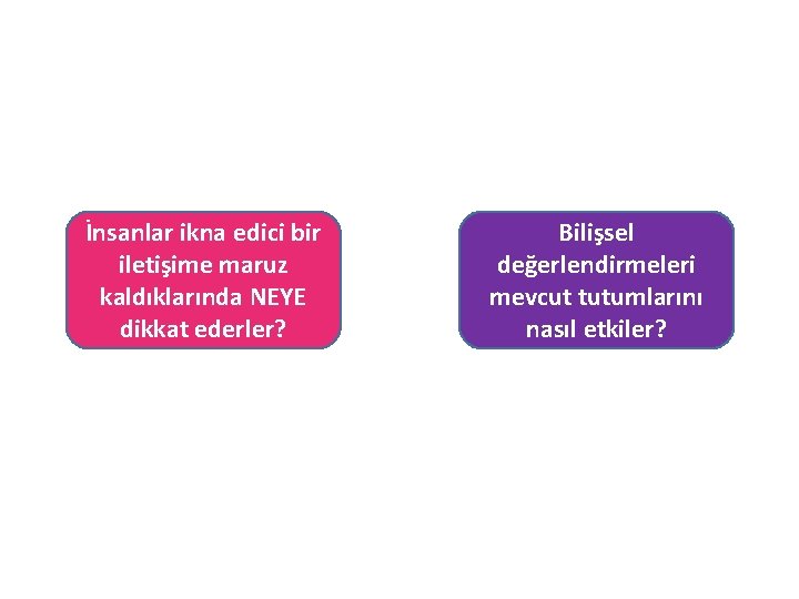 İnsanlar ikna edici bir iletişime maruz kaldıklarında NEYE dikkat ederler? Bilişsel değerlendirmeleri mevcut tutumlarını