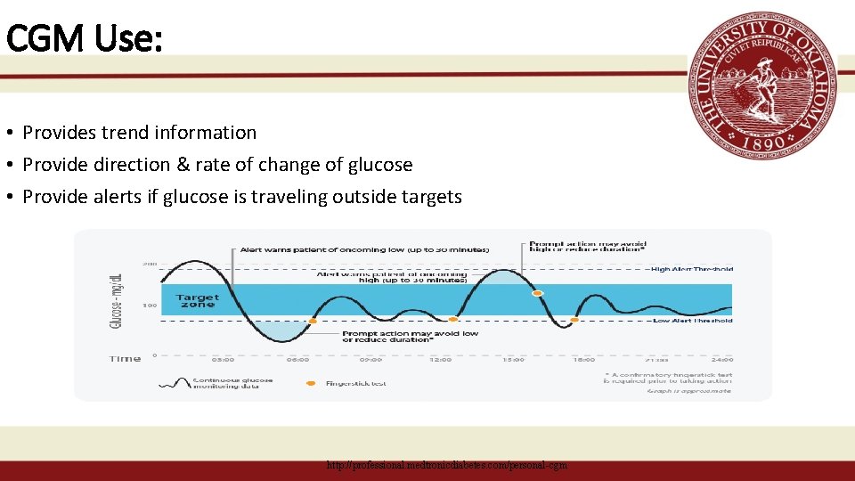 CGM Use: • Provides trend information • Provide direction & rate of change of