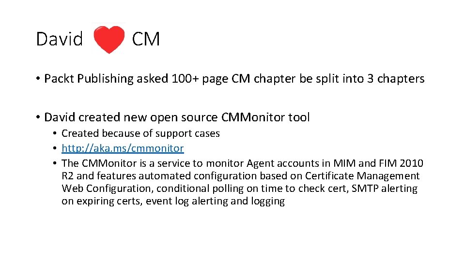 David CM • Packt Publishing asked 100+ page CM chapter be split into 3