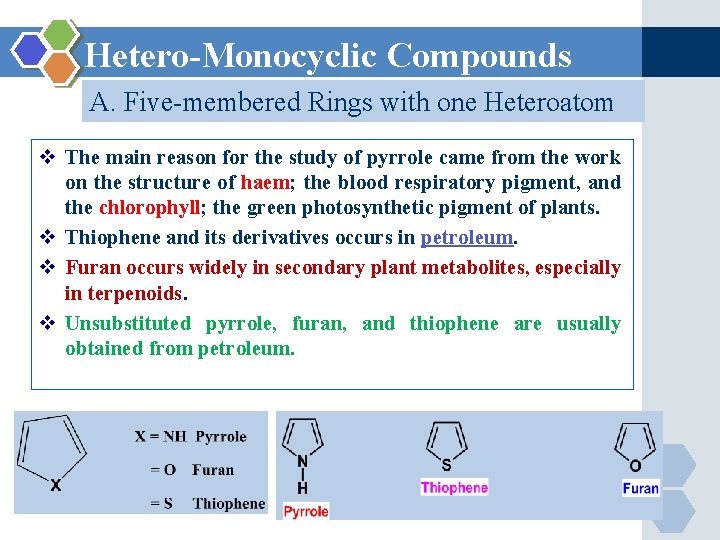 Hetero-Monocyclic Compounds A. Five-membered Rings with one Heteroatom v The main reason for the