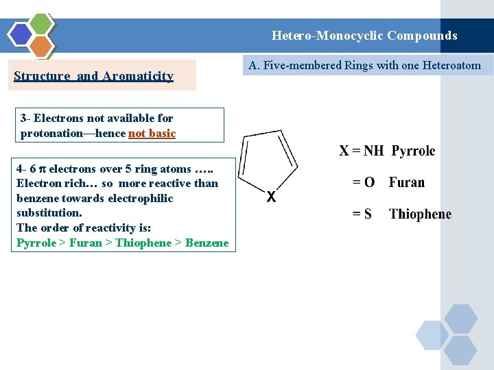 Hetero-Monocyclic Compounds Structure and Aromaticity 3 - Electrons not available for protonation—hence not basic
