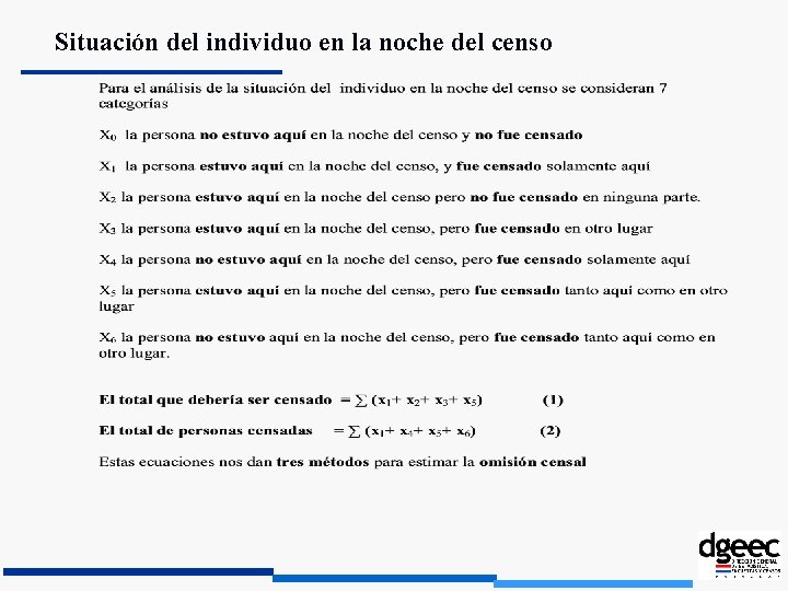 Situación del individuo en la noche del censo 