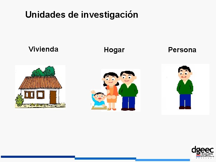 Unidades de investigación Vivienda Hogar Persona 