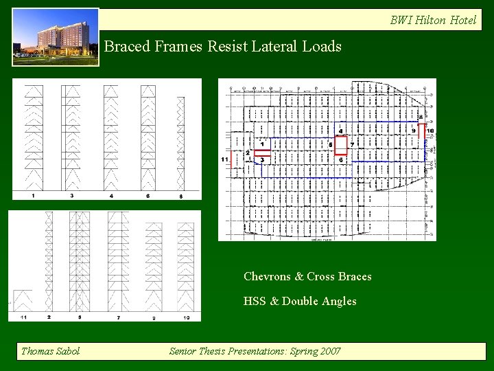 BWI Hilton Hotel Braced Frames Resist Lateral Loads Chevrons & Cross Braces HSS &