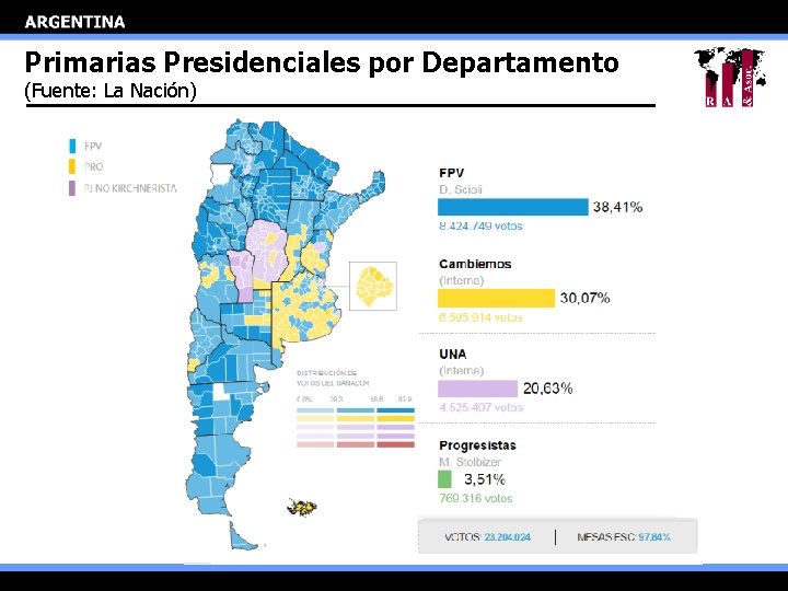 Primarias Presidenciales por Departamento (Fuente: La Nación) 