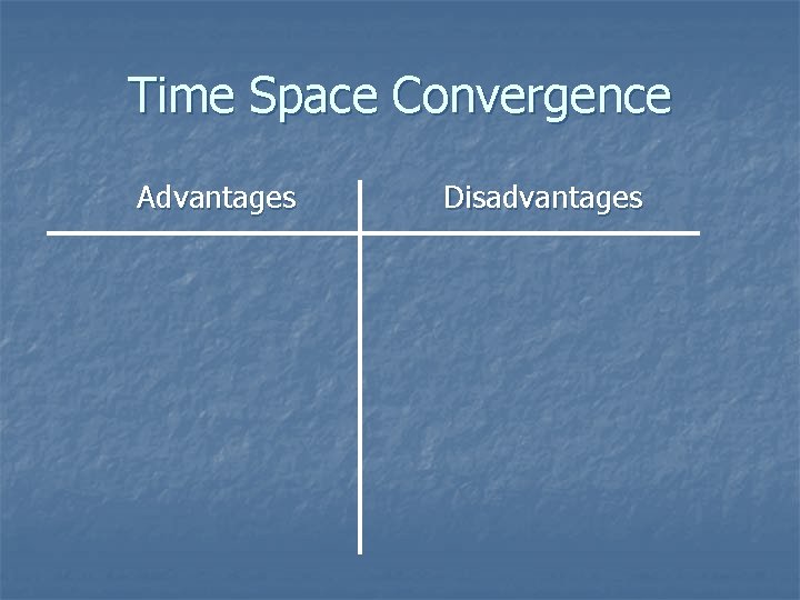 Time Space Convergence Advantages Disadvantages 