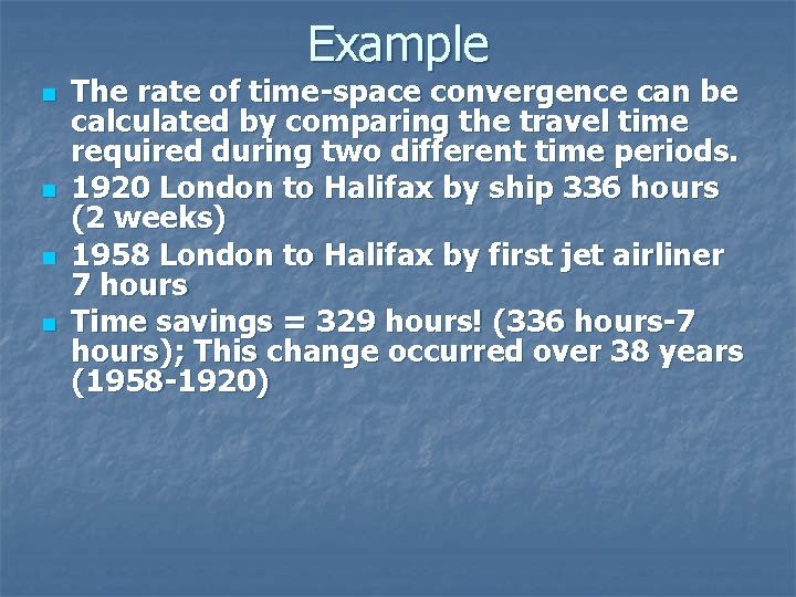 Example n n The rate of time-space convergence can be calculated by comparing the
