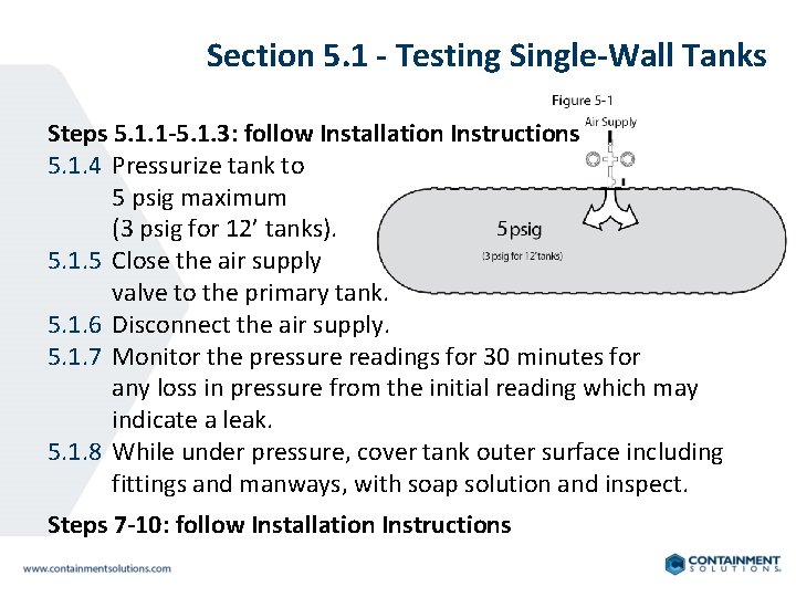 Section 5. 1 - Testing Single-Wall Tanks Steps 5. 1. 1 -5. 1. 3: