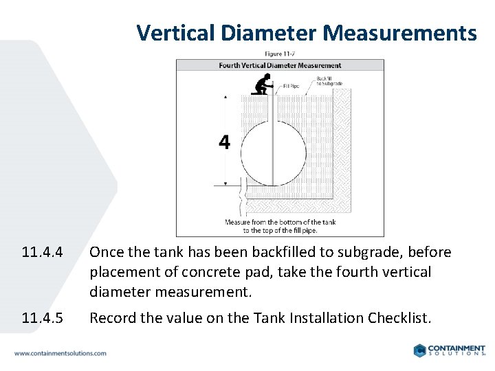 Vertical Diameter Measurements 11. 4. 4 Once the tank has been backfilled to subgrade,