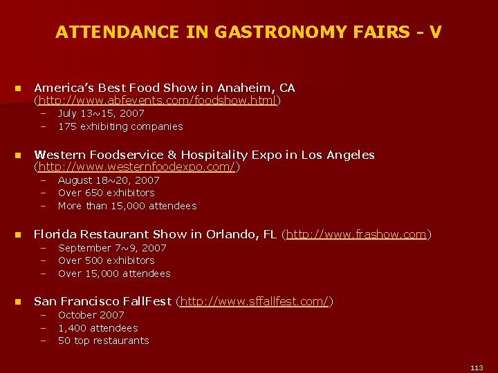 ATTENDANCE IN GASTRONOMY FAIRS - V n America’s Best Food Show in Anaheim, CA