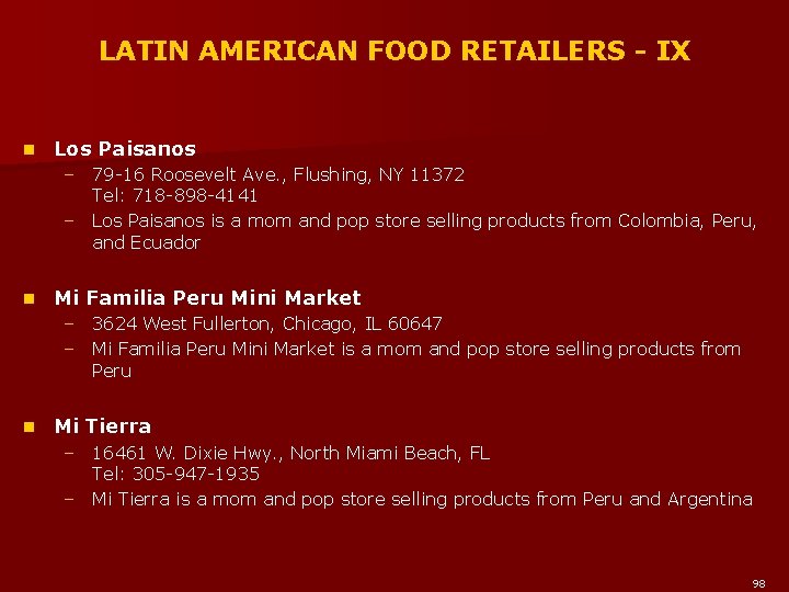 LATIN AMERICAN FOOD RETAILERS - IX n Los Paisanos – 79 -16 Roosevelt Ave.