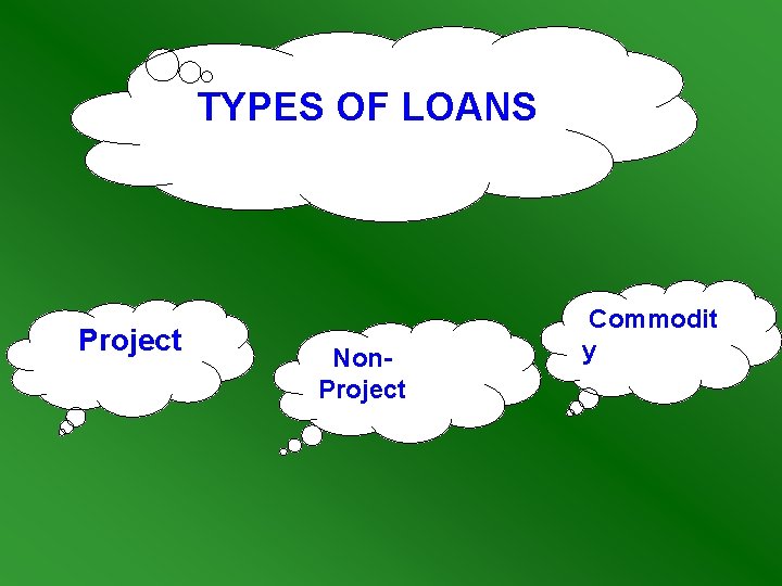 TYPES OF LOANS Project Non. Project Commodit y 